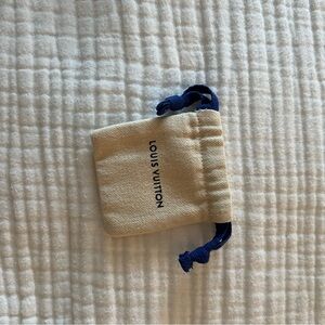 Louis Vuitton Tan Pouch with Blue Drawstring